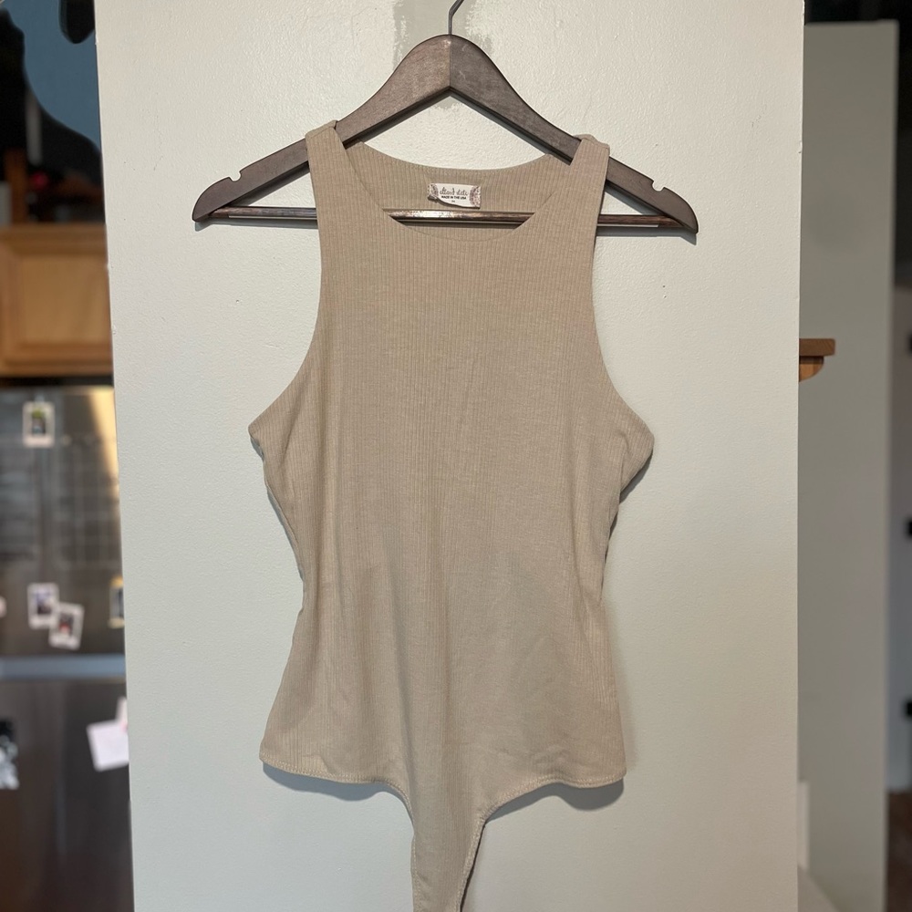 Altar'd State Tan Ribbed Bodysuit